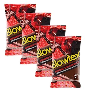 Kit 4 Pacotes Preservativo Blowtex Morango e Chocolate C/ 3 Unidades Cada