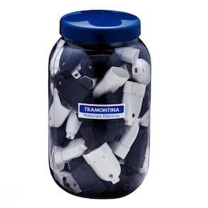 Plug Femea 2P+T Preto/Branco Em Pote com 44 unidades Tramontina