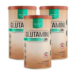 3 Glutamine 500G L-Glutamina Pura Isoada Vegana - Nutrify