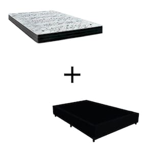 Cama Box Casal - Tecido Sintético Preto com Colchão Extra Firme D28 - Suporta 80Kg