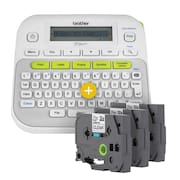 Kit Rotulador Brother PT-D210 + 3 Fitas TZe231 Preto/Branco