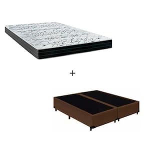 Cama Box Queen - Tecido Sintético Marrom com Colchão Extra Firme D28 - Suporta 80Kg