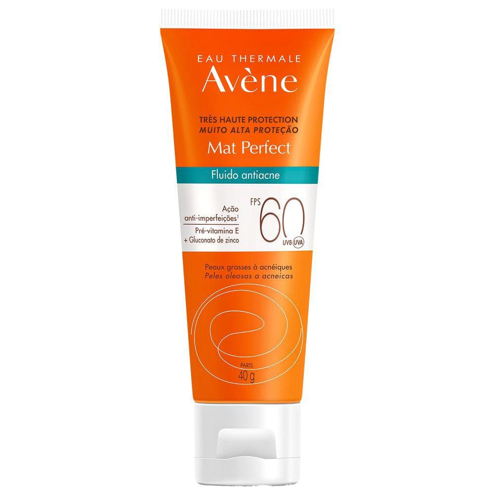 Avène Mat Perfect Fluido Antiacne FPS60 - Protetor Solar 40g