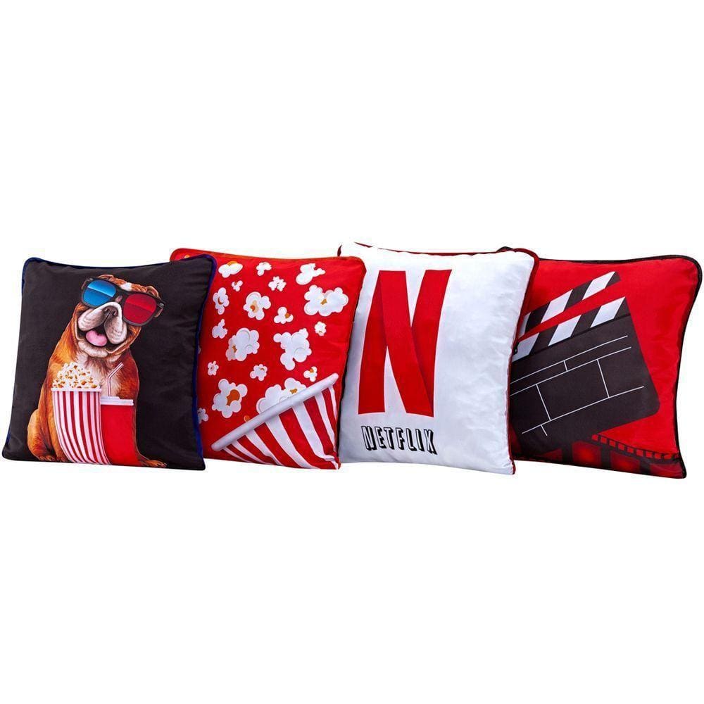 4 Capas De Almofadas Movie Dog 45cm X 45cm Com Viés