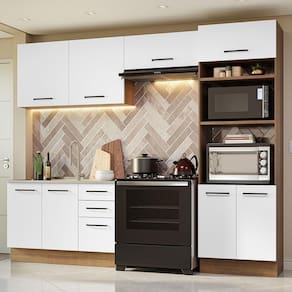 Armário De Cozinha Completa 270cm Rustic/branco Agata Madesa 08 Rustic/branco