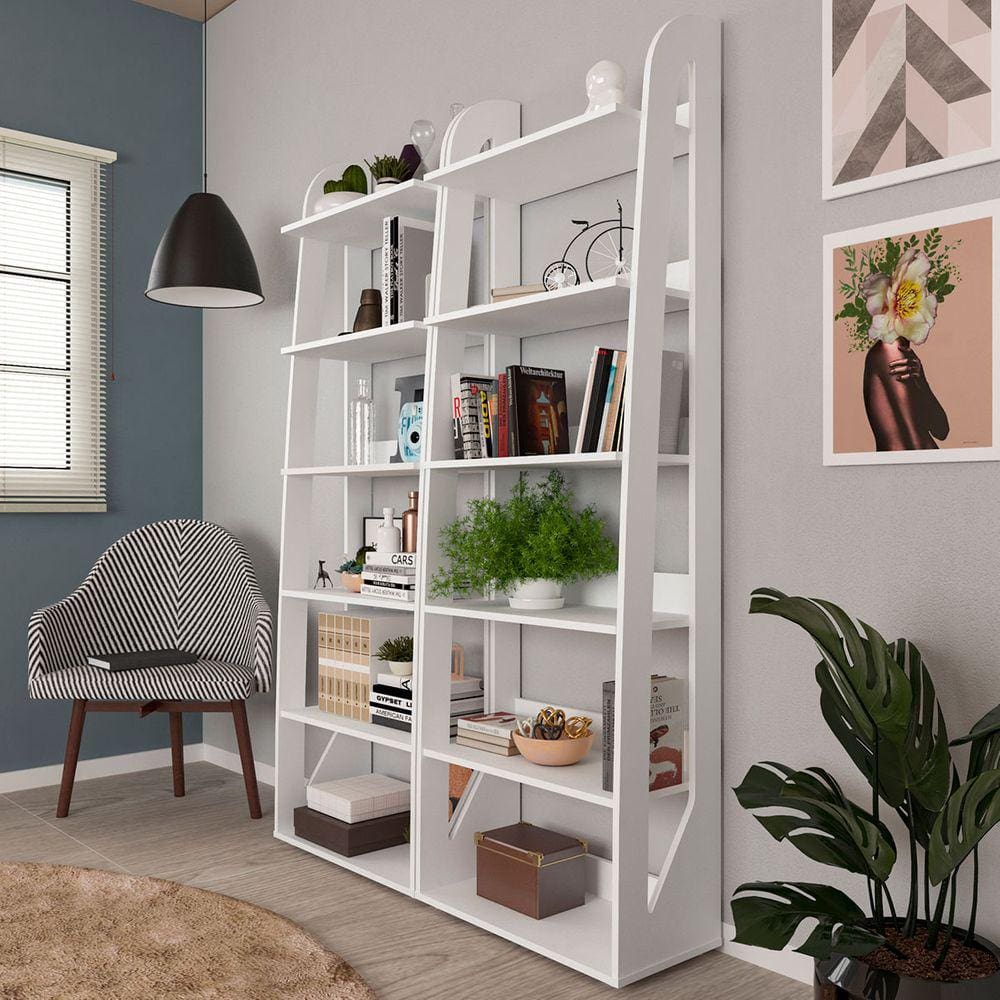 Estante Para Livros Floripa 10 Prateleiras Branco - Pnr Móveis
