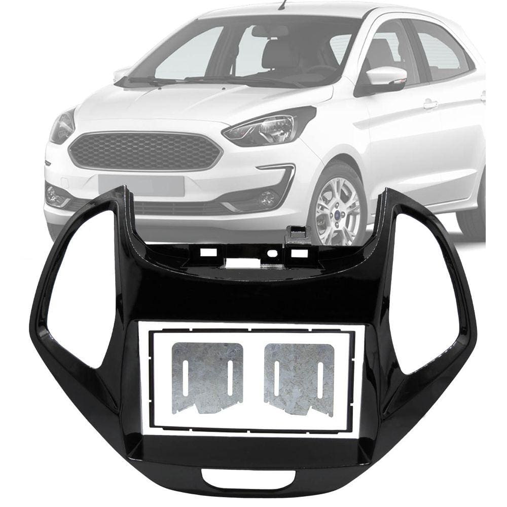 Moldura Painel 2 Din 7” Polegadas Ford KA 2019 até 2021 Hatch Sedan Black Piano