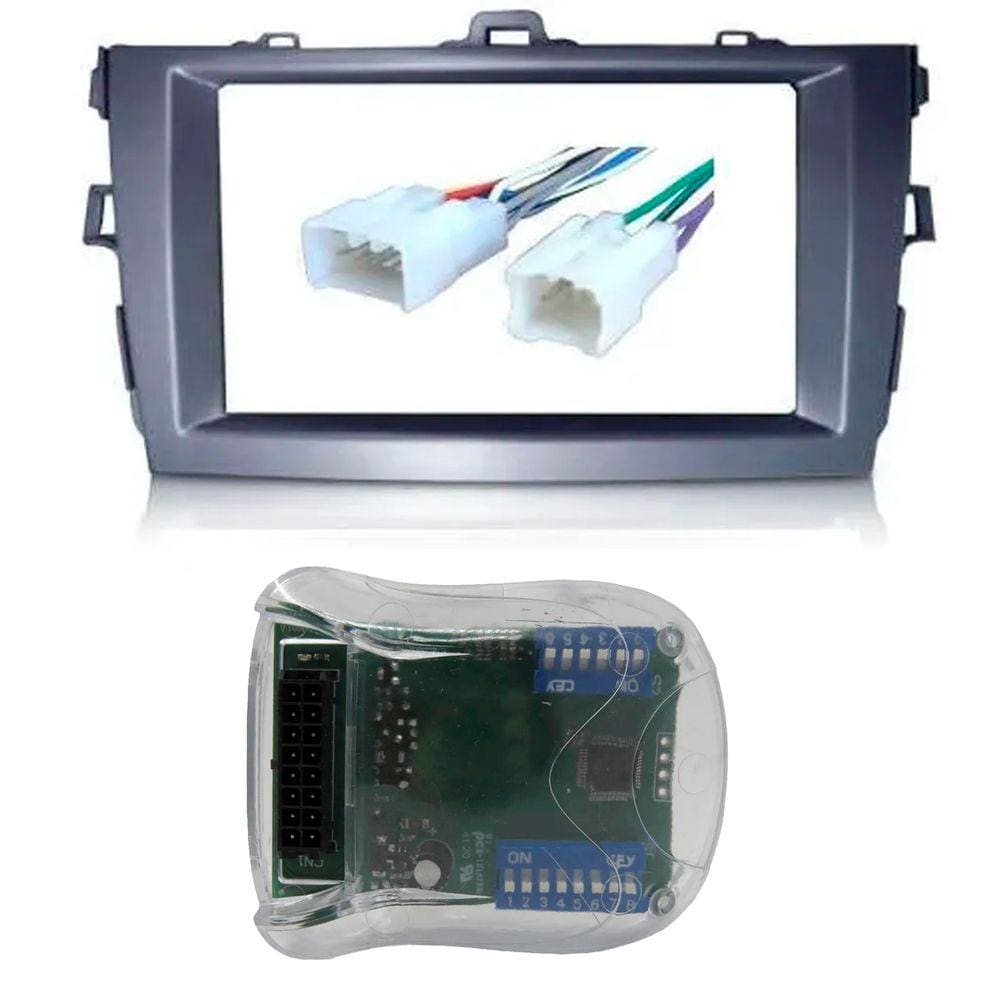 Moldura De Painel 2 Din Toyota Corolla 2009 Á 2013 Para Cd Dvd 2 Dins + Conector + Interface Volante