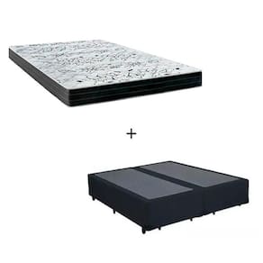 Cama Box Queen - Tecido Sintético Preto com Colchão Extra Firme D28 - Suporta 80Kg