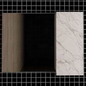 Armário De Banheiro 1 Porta 2 Prateleiras Com Espelho Mármore Branco Bn3602 - Tecno Mobili