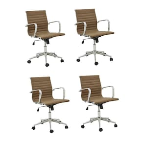 Conjunto 4 Cadeiras Poliuretano Office Sevilha Rivatti Móveis Cinza