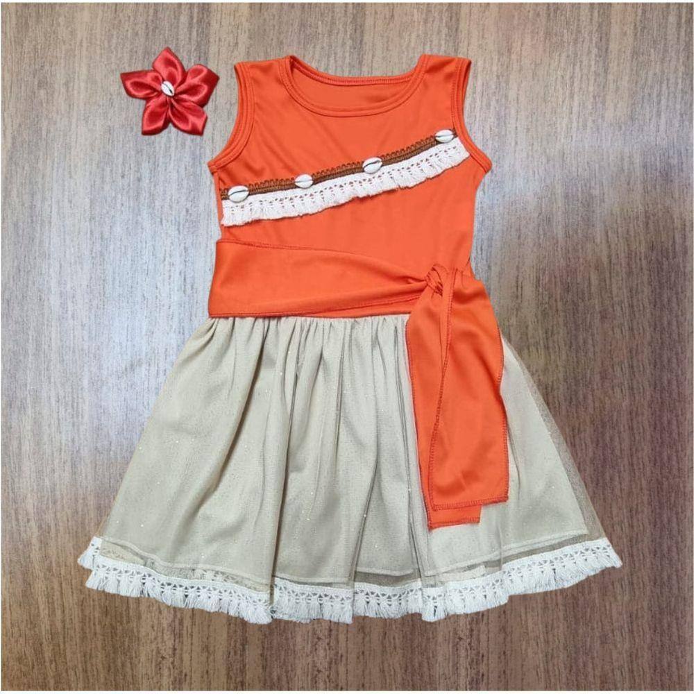 Vestido Luxo Moana Baby Laranja - R$ 62