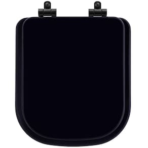 Assento Sanitário Poliéster Soft Close Quadra Preto Para Vaso Deca Com Ferragem Preta