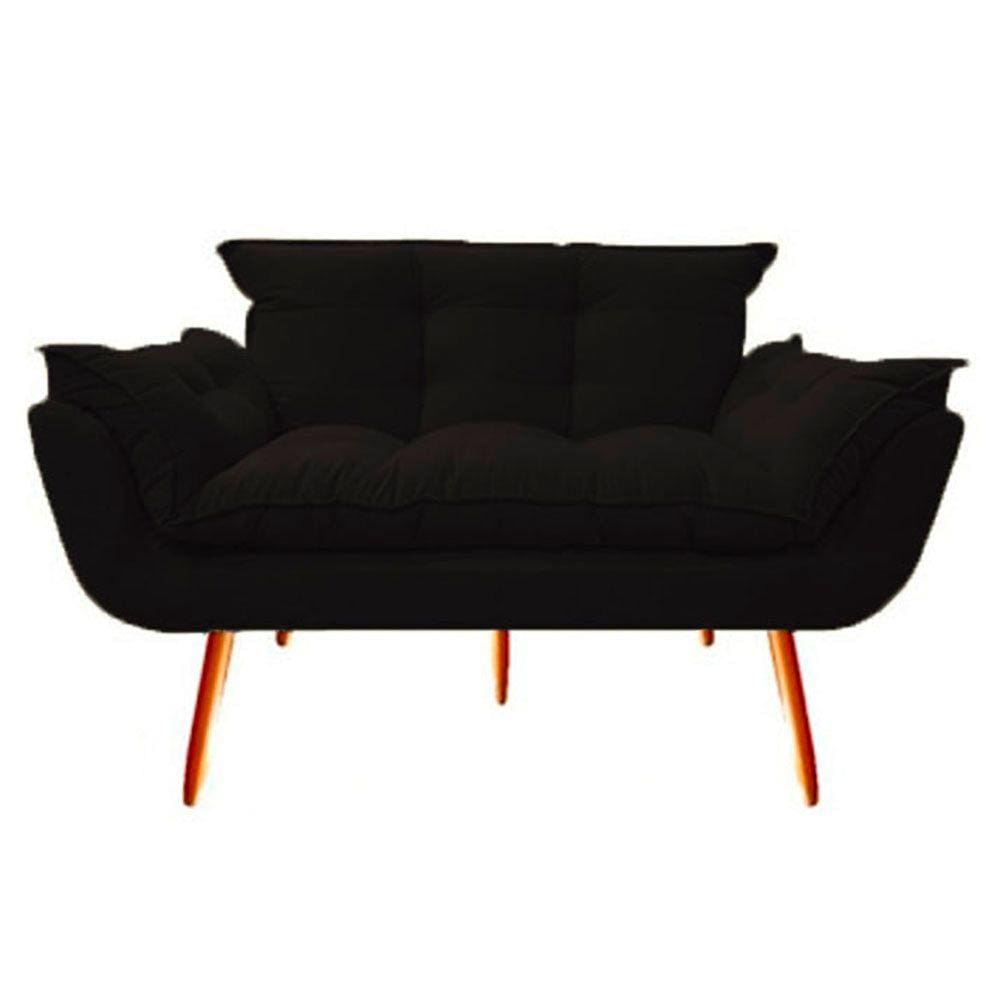 Namoradeira Decorativa Opalla Sala de Estar Consultorio Clinica Suede Preto - Decor Elity
