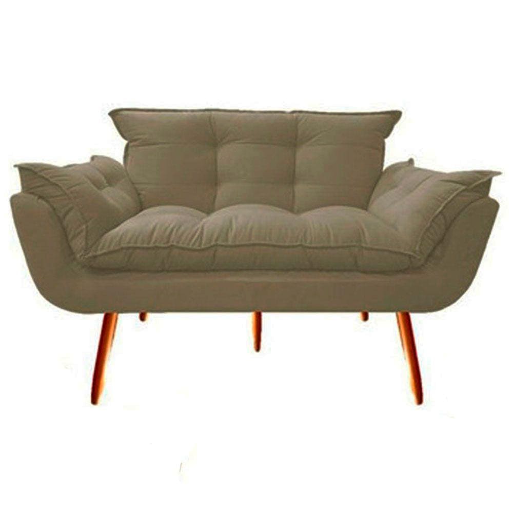 Namoradeira Decorativa Opalla Sala de Estar Consultorio Clinica Suede Capuccino - Decor Elity