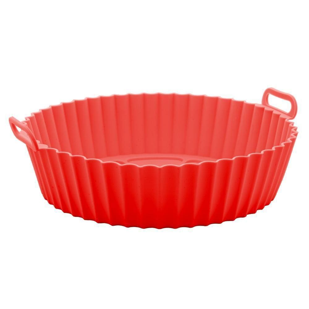 Forma Redonda Lyor De Silicone Para Air Fryer Vermelha