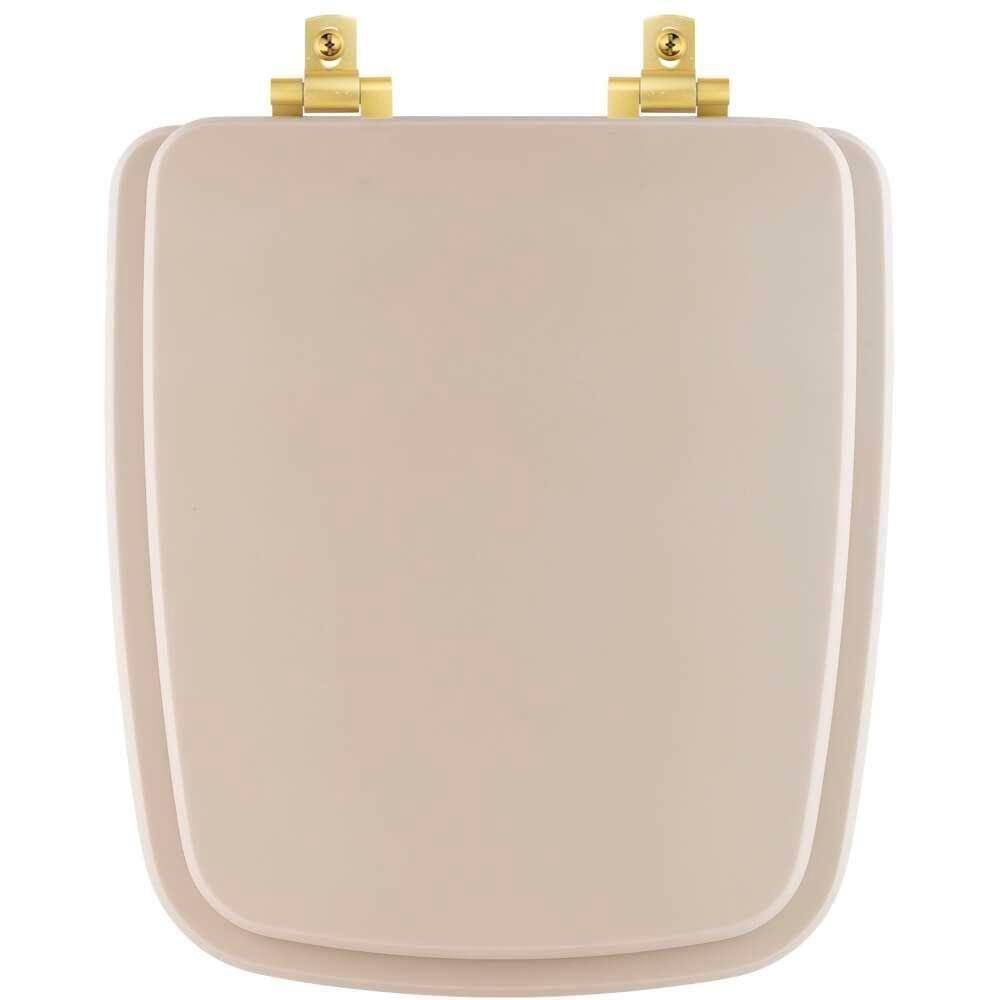 Assento Sanitário Mdf Soft Close Boss Beige (Bege Fosco) Para Vaso Incepa Com Ferragem Dourada