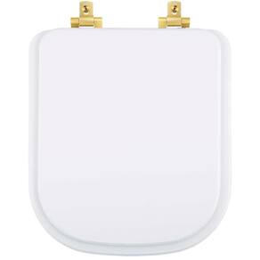 Assento Sanitário Mdf Soft Close Piano Branco Para Vaso Deca Com Ferragem Dourada