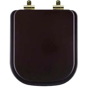 Tampa De Vaso Com Fechamento Lento Quadra Marrom Fosco Para Louça Deca Com Ferragem Dourada