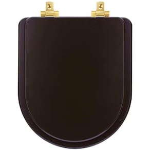 Assento Sanitário Mdf Soft Close Nuova Marrom Fosco Para Vaso Deca Com Ferragem Dourada