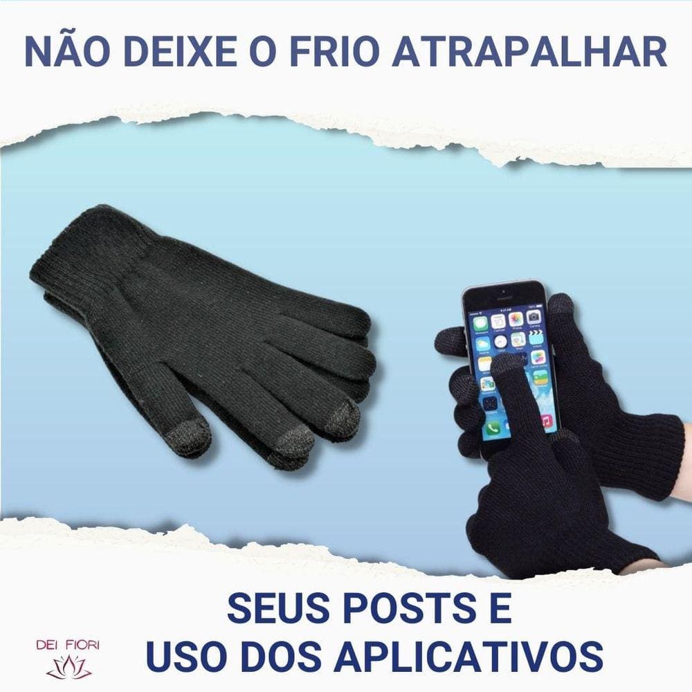 Luva P/ Frio Adulto Touch Screen Celular Inverno Poliéster