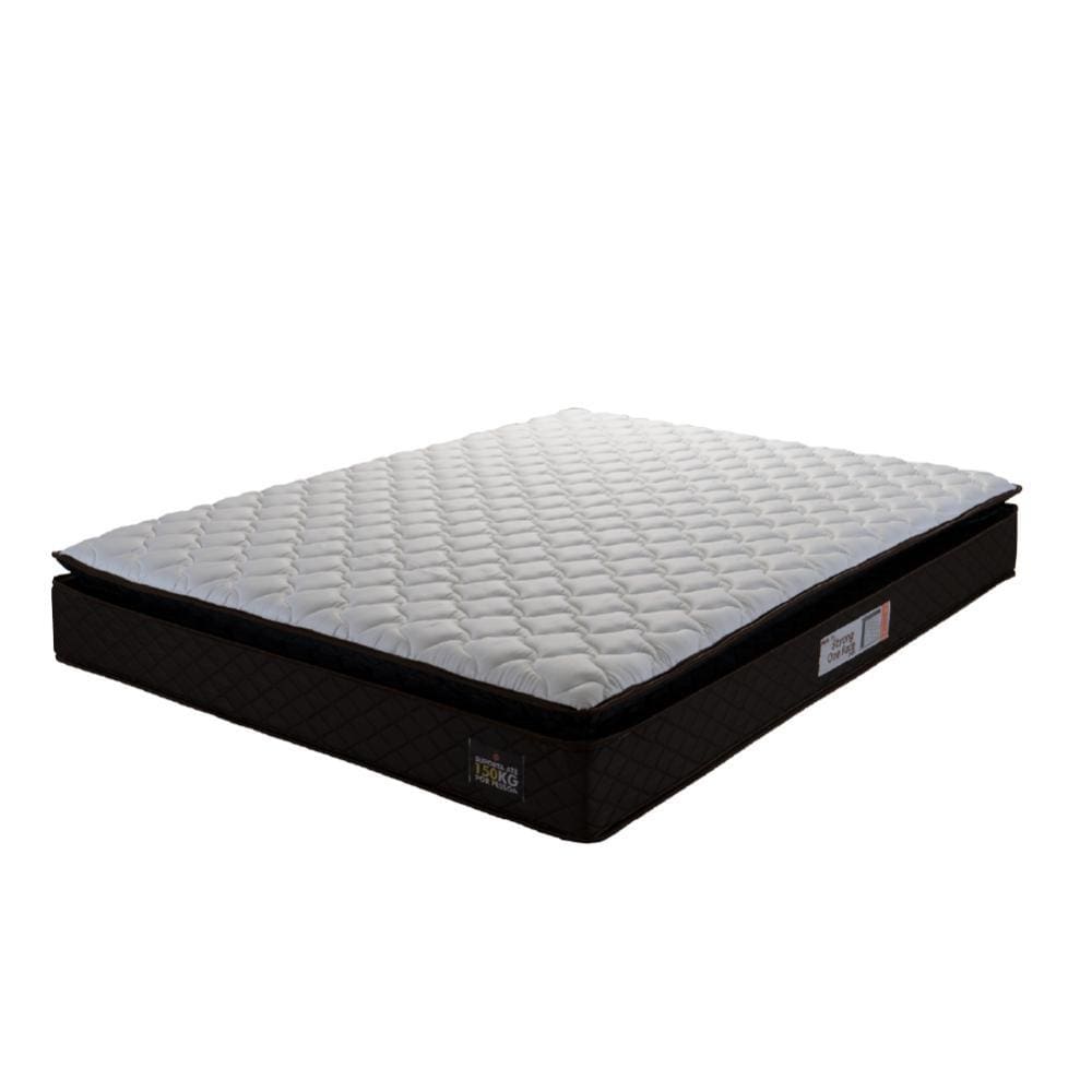 Colchão Casal Espuma D45 Pillow Top Strong 138x188x24cm Marrom/Branco Hellen - Suporta até 150kg por pessoa