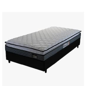Cama Box Solteiro Colchão Espuma D33 Pillow Top Millenium 88x188x57cm Cinza/Preto Hellen - Suporta até 120kg por Pessoa