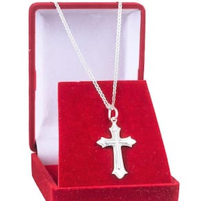 Corrente Cordão De Prata Masculina 925 Piastrine 70cm E Cruz