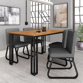 Mesa Com 4 Cadeiras Industrial 1,36 Deli Pt/cin/cnz - Móveis Arapongas