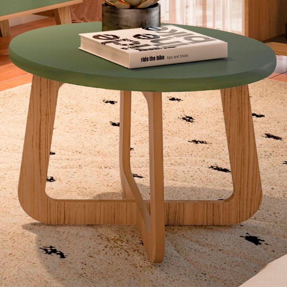 Mesa De Centro Jasmin 100% Mdf Menta/carvalho - Artely Móveis