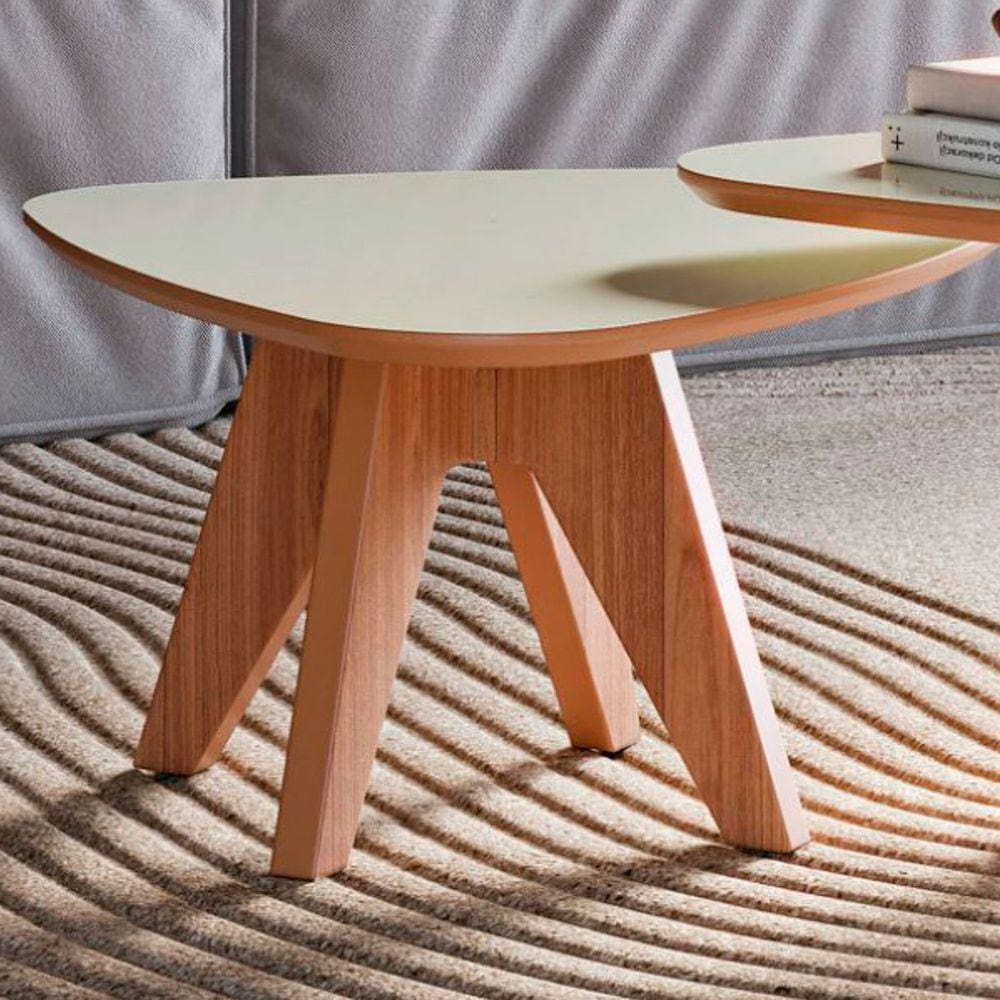 Mesa De Centro Orgânica 100% Mdf Off White/freijo Tb612 - Dalla Costa