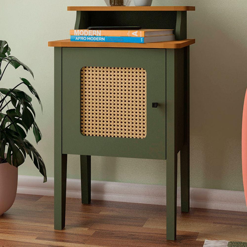 Mesa De Canto Charlotte 1 Porta 100% Mdf Menta/off White - Artely Móveis