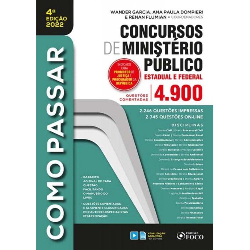 Como Passar Em Concursos De Ministério Público - Estadual e Federal - 04Ed/22