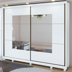 Guarda-roupa Casal Toronto 2 Portas 6 Gavetas Com Espelho 100% Mdf Branco - Móveis Lopas