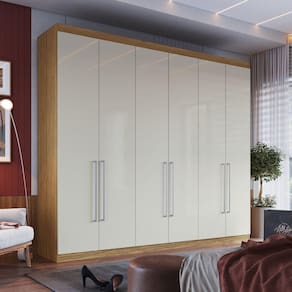 Guarda-roupa Casal 6 Portas 6 Gavetas Naturalle/cristalo Rp5660 - Decibal
