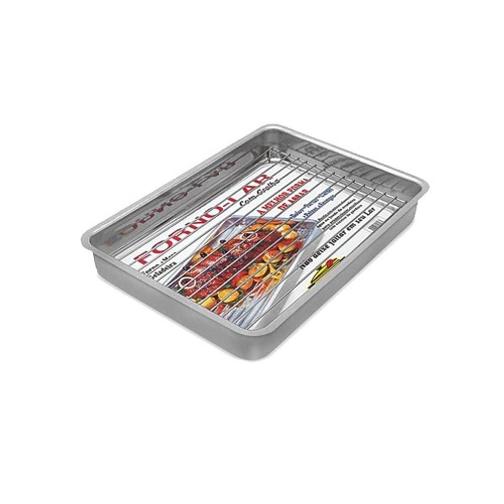 Assadeira Retangular C/Grelha Forno Lar 39X27x5 Abc
