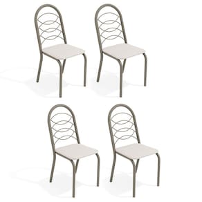 Cadeiras Kit 4 Cadeiras Holanda Nickel Branco - Kappesberg
