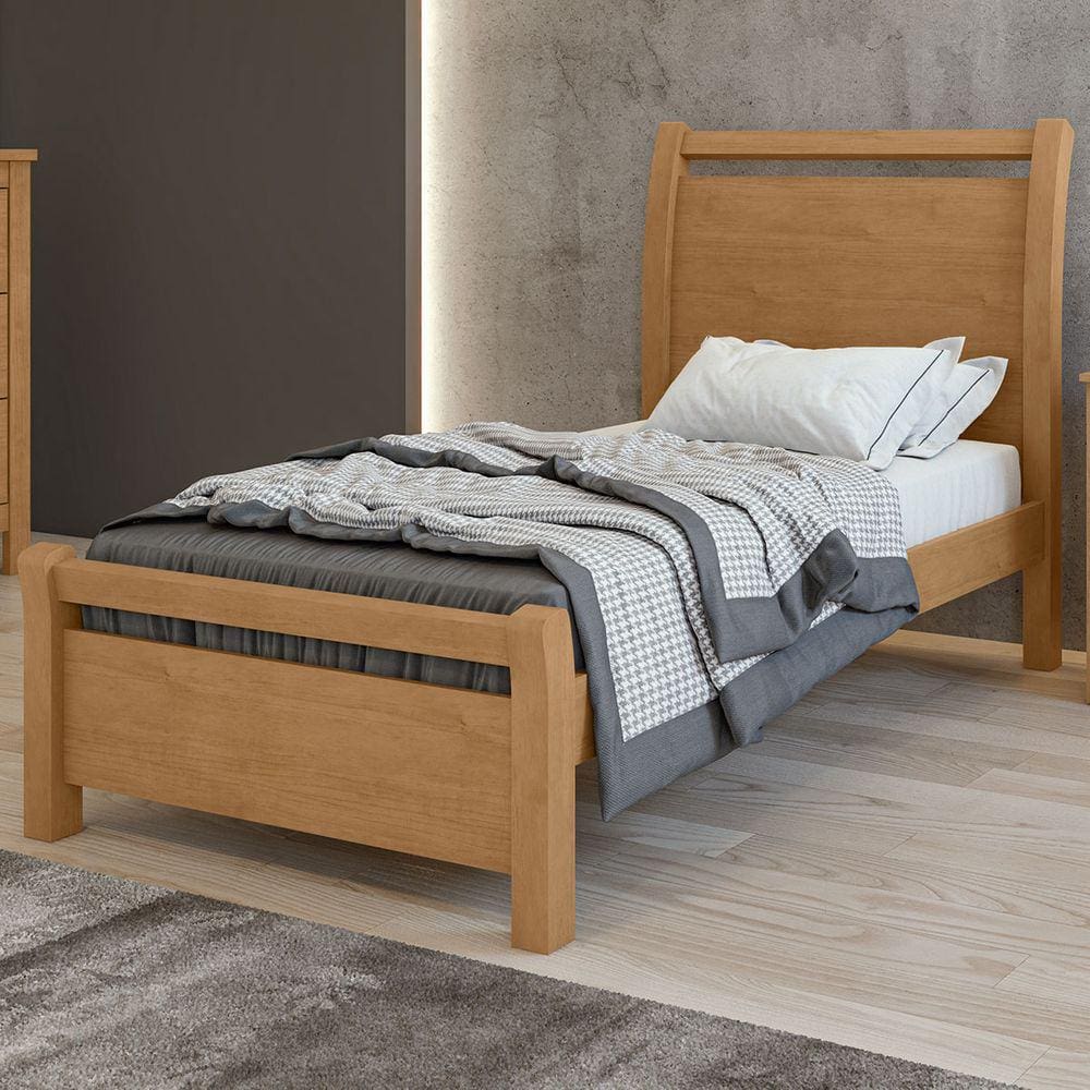 Cama De Solteiro Reali Amêndoa Clean - Móveis Lopas