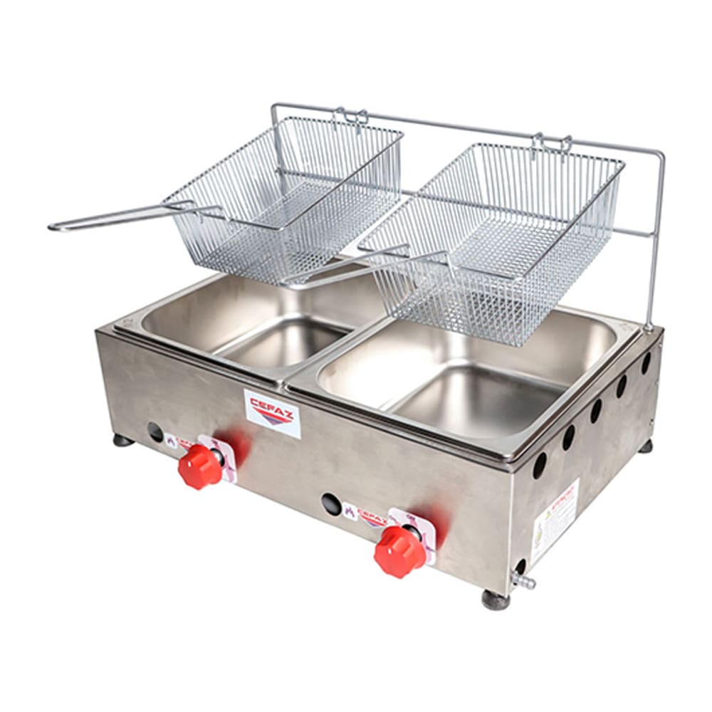 Fritadeira Comercial Gás 2 Cestos 10 Litros Inox Cefaz