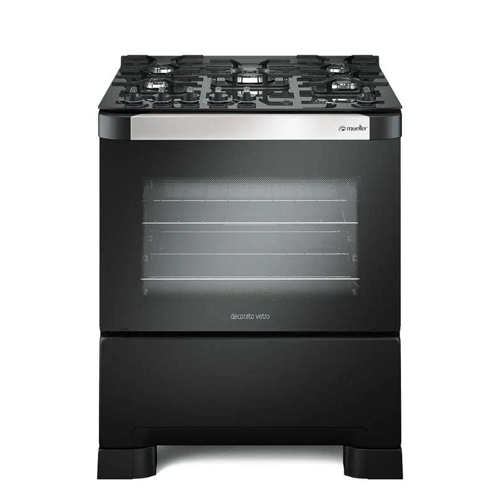 Fogão de Piso Mueller 5 Bocas Decorato Vetro Preto Fosco - Bivolt - Bivolt