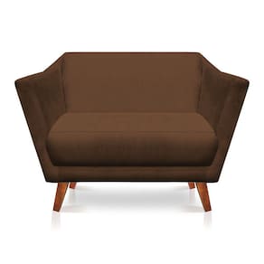 Namoradeira 2 Lugares Pérsia Suede Marrom Pés Chanfrado Castanho - Pallazio