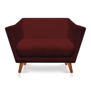 Namoradeira 2 Lugares Pérsia Suede Marsala Pés Chanfrado Castanho - Pallazio