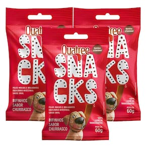 Quatree Snacks Bifinho Sabor Churrasco 60g | Kit com três unidades
