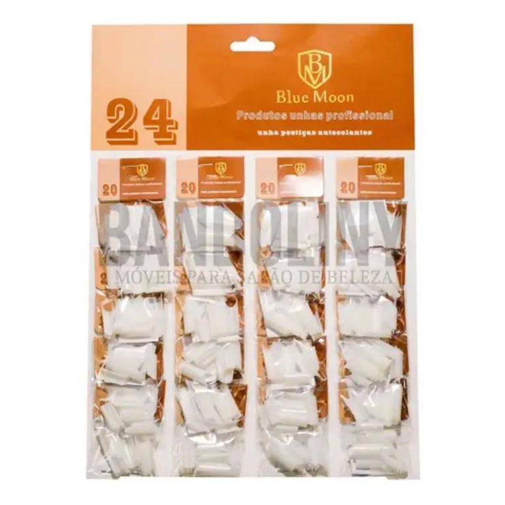 Cartela C/24 Pacotes Unhas Postiças Blue Moon Quadrada Gel