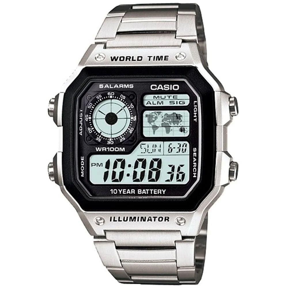 Relógio CASIO masculino world time AE-1200WHD-1AVDF