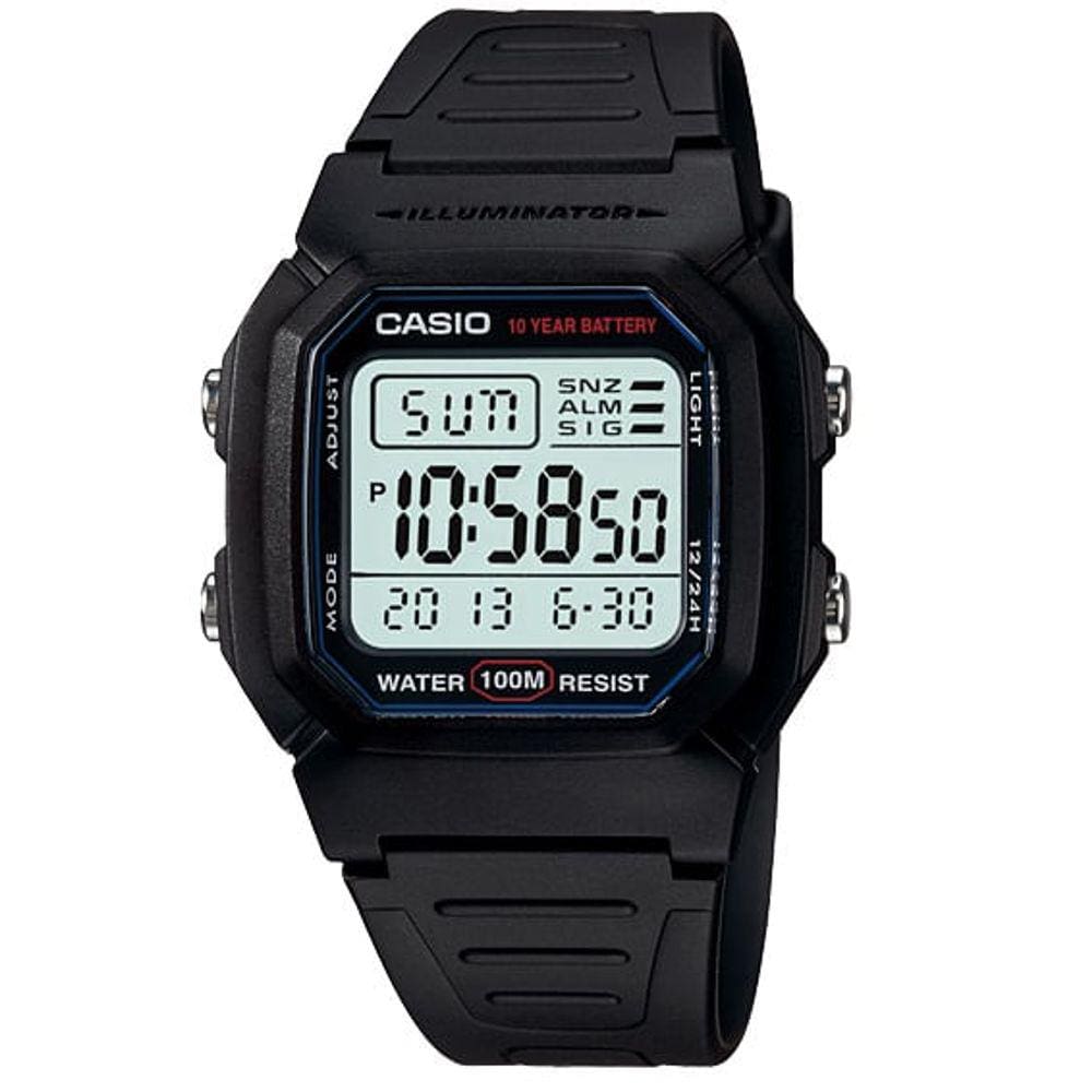 Relógio CASIO masculino digital preto borracha W-800H-1AVDF