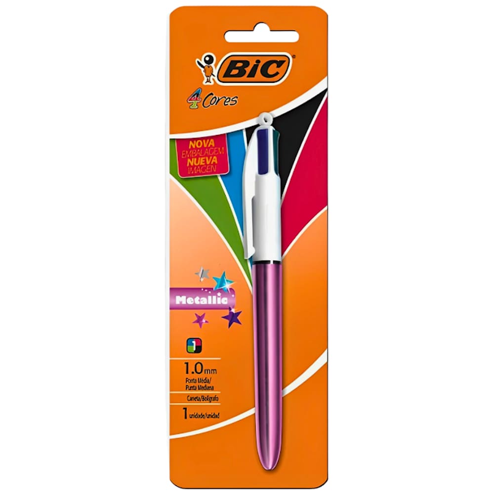 Caneta Esferográfica Ponta Média 1.0mm 4 Cores Metallic Bic