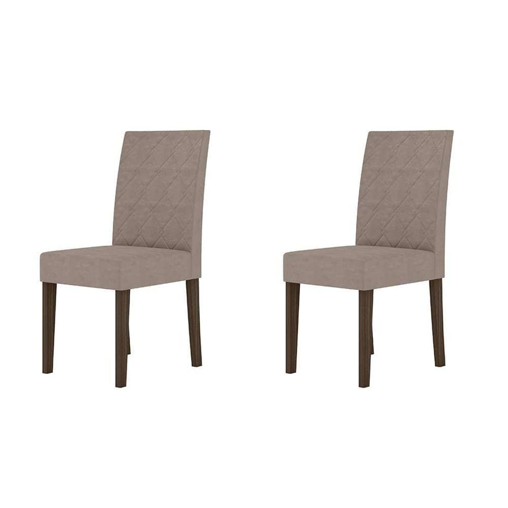 conjunto com 2 cadeiras jade suede capuccino e amêndoa