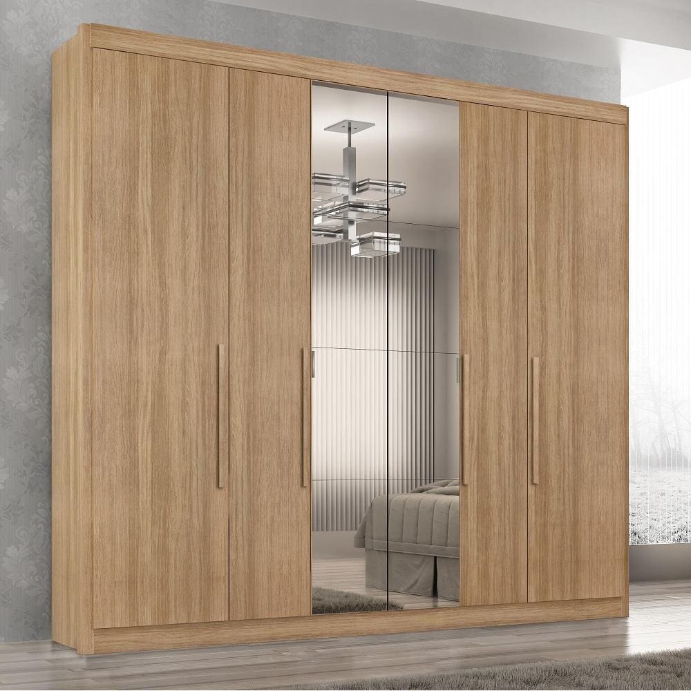Guarda Roupa Casal Valencia 6 Portas 6 Gavetas Com Espelho