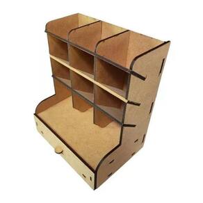 Organizador De Mesa Porta Caneta Lápis Escritório Em Mdf Cru